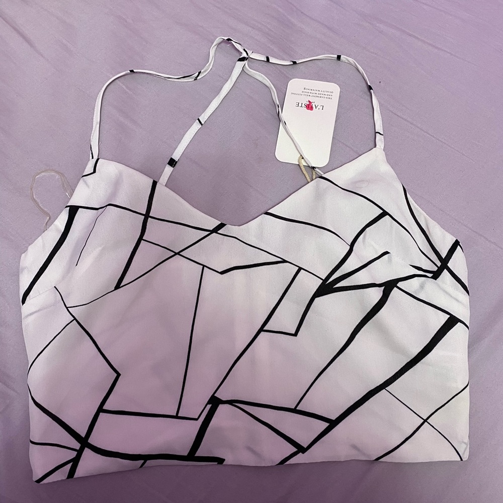 Cute white top with navy print